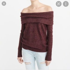 Abercrombie Red Off-The-Shoulder Sweater